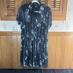 Black and white Skull Social Collision  T Shirt dress Size XL